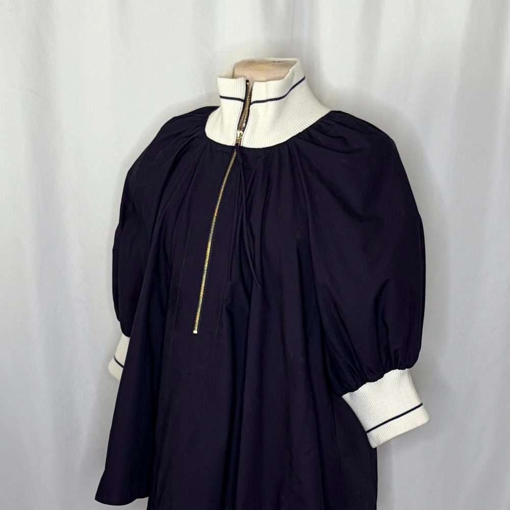 Anthropologie MAEVE Sporty Henley Swing Top Navy Blue White Half Zip Large - Picture 7 of 14